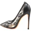 Sexy Black Cocktail Party Evening Party Lace Pumps 2021 Leather 12 cm Stiletto Heels Pointed Toe Pumps High Heels