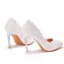 Elegant White Pearl Lace Flower Wedding Shoes 2021 9 cm Stiletto Heels Pointed Toe Wedding Pumps High Heels