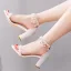 Charmant Weiß Perle Strass Brautschuhe 2021 7 cm Thick Heels Peeptoes Hochzeit Sandaletten Hochhackige