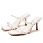 Sexy Blanche Cocktail Soirée Perle Sandales Femme 2021 7 cm Talons Aiguilles Peep Toes / Bout Ouvert Sandales Talons Hauts