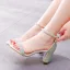 Charmant Multi-Couleurs Cocktail Soirée Sandales Femme 2021 Faux Diamant Bride Cheville 7 cm Talons Épais Peep Toes / Bout Ouvert Sandales Talons Hauts