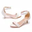 Charmant Blanche Chaussure De Mariée 2021 Perle En Dentelle Fleur Bride Cheville 5 cm Talons Aiguilles Peep Toes / Bout Ouvert Mariage Talons Hauts