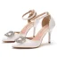 Chic / Beautiful White Rhinestone Prom Womens Shoes 2021 Ankle Strap 7 cm Stiletto Heels Pointed Toe Womens Shoes High Heels