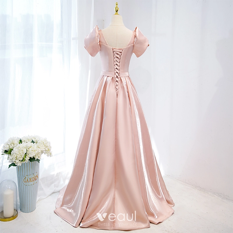 Square Neckline Bubble Sleeves Prom Dresses, Newest Prom Dresses, A-line Prom Dresses, 2021 Prom Dresses Square Neckline Bubble Sleeves Prom Dresses, Newest Prom Dresses, A-line Prom Dresses, 2021 Prom Dresses