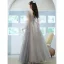 Élégant Gris Perlage Paillettes Robe De Bal 2021 Princesse V-Cou Manches Courtes Dos Nu Promo Longue Robe De Ceremonie