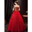 Scintillantes Rouge Glitter Perlage Paillettes Robe De Bal 2021 Princesse De l'épaule Sans Manches Dos Nu Longue Robe De Ceremonie