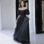 Elegant Black Prom Dresses 2021 A-Line / Princess Square Neckline Puffy Short Sleeve Backless Floor-Length / Long Prom Formal Dresses