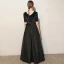 Elegant Black Birthday Suede Party Dresses Flower Girl Dresses 2021 A-Line / Princess Square Neckline Short Sleeve Floor-Length / Long Backless Bow Flower Girl Dresses