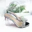 Sexy Transparent Champagne Crystal Womens Sandals 2021 Street Wear Ankle Strap Rhinestone 10 cm Thick Heels Open / Peep Toe Sandals High Heels