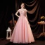 Charmant Rose Bonbon Faux Diamant En Dentelle Fleur Appliques Robe De Bal 2021 Princesse De l'épaule Sans Manches Dos Nu Longue Robe De Ceremonie