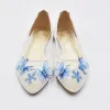 Elegant White Lace Flower Butterfly Flat Pointed Toe Prom Womens Shoes 2021