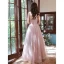 Chic / Beautiful Dusky Pink Glitter Prom Dresses 2021 A-Line / Princess Strapless Beading Sequins Lace Flower Sleeveless Backless Floor-Length / Long Formal Dresses