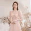 Charming Beading Sequins Pearl Pink Prom Dresses 2021 A-Line / Princess Square Neckline Lace Short Sleeve Floor-Length / Long Formal Dresses