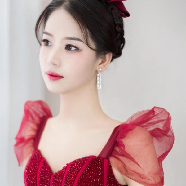 Elegant Burgundy Beading Rhinestone Prom Dresses 2021 A-Line / Princess Square Neckline Short Sleeve Backless Prom Floor-Length / Long Formal Dresses