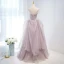 Charming Fashion Dusky Pink Cascading Ruffles Prom Dresses 2021 A-Line / Princess Strapless Sleeveless Backless Floor-Length / Long Prom Formal Dresses