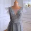 High-end Grey Sequins Evening Dresses 2021 A-Line / Princess Scoop Neck Sleeveless Backless Floor-Length / Long Formal Dresses