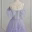 Elegant Lavender Pierced Prom Dresses 2021 A-Line / Princess Spaghetti Straps Short Sleeve Floor-Length / Long Formal Dresses