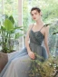 Élégant Océan Bleu Robe De Bal 2021 Princesse Bretelles Spaghetti Perlage Perle Paillettes Sans Manches Dos Nu Longue Robe De Ceremonie