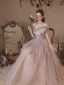 Élégant Rougissant Rose Perlage Paillettes Robe De Bal 2021 Princesse De l'épaule Sans Manches Dos Nu Longue Promo Robe De Ceremonie