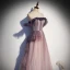 Mode Violet Glitter Robe De Bal 2021 Princesse Volants De l'épaule Perlage Manches Courtes Dos Nu Longue Robe De Ceremonie