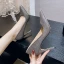 Sparkly Silver Evening Party Sequins Pumps 2021 Leather 10 cm Stiletto Heels Pointed Toe Pumps High Heels