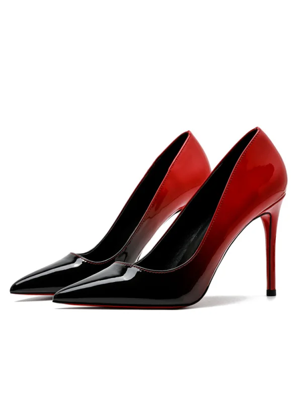 Chic / Beautiful Nude Gradient-Color Evening Party Patent Leather Pumps 2021 Leather 10 cm Stiletto Heels Pointed Toe Pumps High Heels