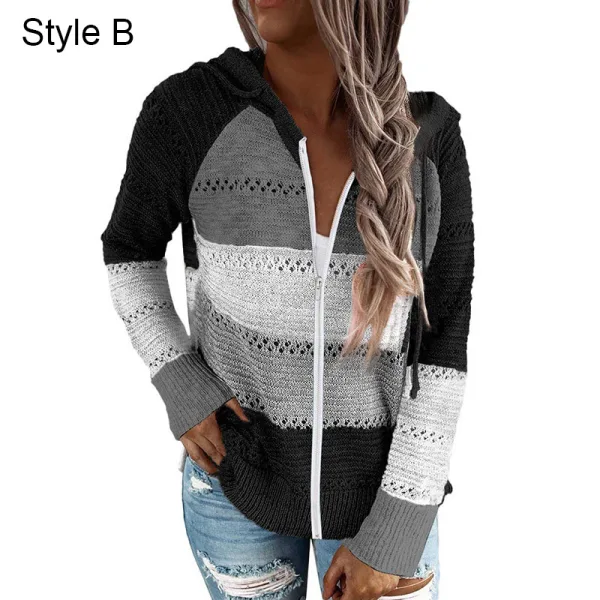 Fashion Fall Winter Burgundy Multi-Colors Stripe Street Wear Hooded Sweatshirts 2021 Long Sleeve Loose Women Tops