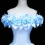 Elegant Sky Blue Flower Prom Dresses 2021 Ball Gown Satin Off-The-Shoulder Sleeveless Backless Floor-Length / Long Formal Dresses