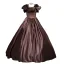 Vintage / Retro Ball Gown Green Satin Prom Dresses 2021 Square Neckline Short Sleeve Backless Floor-Length / Long Formal Dresses