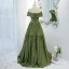 Vintage / Retro Olive Green Prom Dresses 2021 A-Line / Princess Off-The-Shoulder Sleeveless Backless Floor-Length / Long Formal Dresses