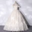Élégant Champagne En Dentelle Fleur Gland Robe De Bal 2021 Princesse Satin De l'épaule Manches Courtes Dos Nu Longue Robe De Ceremonie