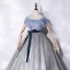 Fashion Silver Prom Dresses 2021 Ball Gown Ruffle Square Neckline Short Sleeve Backless Suede Bow Sash Sequins Floor-Length / Long Formal Dresses