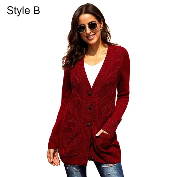 Tomber Hiver Vêtement de rue Gris Tricot Ample Manteaux & Vestes 2021 Manches Longues Femme Hauts