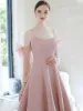Elegant Blushing Pink Spotted Prom Dresses 2021 A-Line / Princess Short Sleeve Backless Floor-Length / Long Formal Dresses