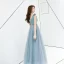 Chic / Beautiful Jade Green Evening Dresses  2019 A-Line / Princess Suede V-Neck Lace Flower Sleeveless Backless Floor-Length / Long Formal Dresses