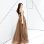 Chic / Belle Marron Robe De Soirée 2019 Princesse Bretelles Spaghetti Sans Manches Dos Nu Longue Robe De Ceremonie