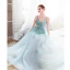 Chic / Beautiful Sky Blue Evening Dresses  2019 A-Line / Princess V-Neck Beading Pearl Sequins Lace Flower Sleeveless Backless Floor-Length / Long Formal Dresses