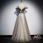 Chic Kaki Robe De Soirée 2019 Princesse Bretelles Spaghetti Ceinture En Dentelle Fleur Sans Manches Dos Nu Longue Robe De Ceremonie