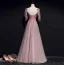 Charmant Rougissant Rose Robe De Soirée 2019 Princesse Bretelles Spaghetti Noeud Perlage En Dentelle Fleur Sans Manches Dos Nu Longue Robe De Ceremonie