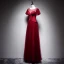Chic / Belle Bordeaux Robe De Soirée 2019 Princesse Encolure Dégagée Manches Courtes Dos Nu Longue Robe De Ceremonie