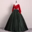 Vintage / Retro Black Red Prom Dresses 2019 Ball Gown V-Neck Rhinestone Sash Long Sleeve Floor-Length / Long Formal Dresses