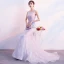 Chic / Belle Rougissant Rose Robe De Soirée 2019 Trompette / Sirène Encolure Dégagée Paillettes En Dentelle Fleur Sans Manches Train De Balayage Robe De Ceremonie