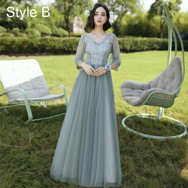 Modest / Simple Sage Green Embroidered Bridesmaid Dresses 2021 A-Line / Princess V-Neck Short Sleeve Backless Floor-Length / Long Wedding Party Dresses