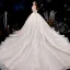 Charming Champagne Wedding Dresses 2019 A-Line / Princess Off-The-Shoulder Beading Tassel Pearl Lace Flower Appliques Short Sleeve Backless Royal Train