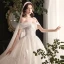 Classy Ivory Wedding Dresses 2019 Ball Gown Off-The-Shoulder Sequins Short Sleeve Backless Royal Train