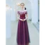 Charmant Bordeaux Robe De Soirée 2019 Princesse De l'épaule Perlage En Dentelle Fleur Appliques Manches Courtes Dos Nu Longue Robe De Ceremonie