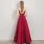 Classy Burgundy Evening Dresses  2019 A-Line / Princess Spaghetti Straps Sleeveless Backless Floor-Length / Long Formal Dresses
