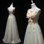 Elegant Sage Green Evening Dresses  2019 A-Line / Princess V-Neck Beading Pearl Appliques Sleeveless Backless Floor-Length / Long Formal Dresses