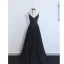 Chic Noire Robe De Soirée 2019 Princesse Titulaire Faux Diamant Sans Manches Dos Nu Longue Robe De Ceremonie