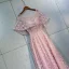 Chic / Belle Rougissant Rose Robe De Bal 2018 Princesse En Dentelle Fleur Cristal Faux Diamant Encolure Dégagée Dos Nu Manches Courtes Longueur Cheville Robe De Ceremonie